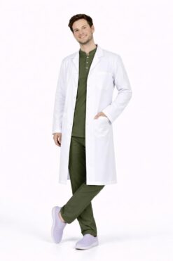 Erkek Ceket Yaka Uzun Kollu Uzun Boy Doktor, Eczacı, Hemşire, Öğretmen, Laboratuvar Önlüğü - Alpaka Kumaş