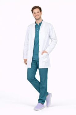 Erkek Hakim Yaka Uzun Kollu Orta Boy Doktor, Eczacı, Hemşire, Öğretmen, Laboratuvar Önlüğü - Alpaka Kumaş