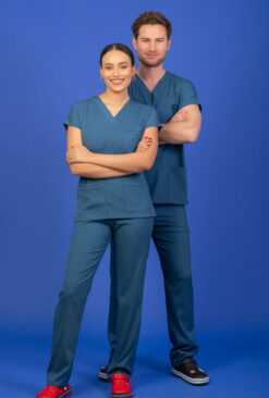 Tek Üst Unisex Kalıp İndigo Likralı Hemşire / Doktor Forması Scrubs
