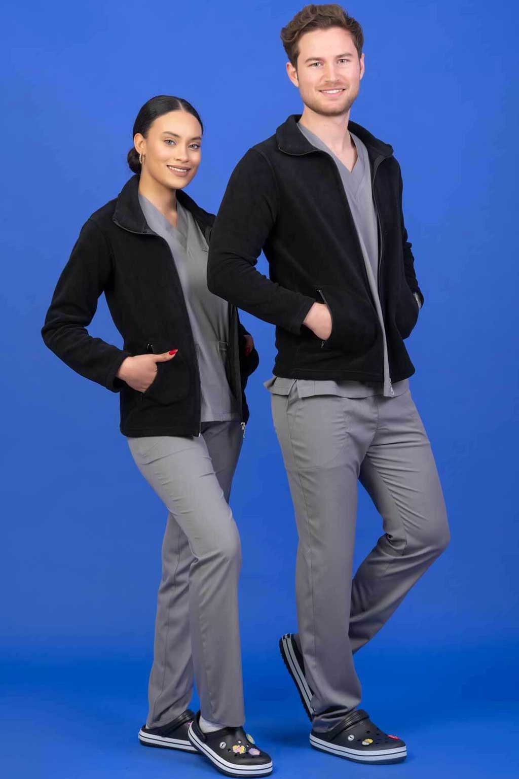 Unisex Siyah Polar Ceket