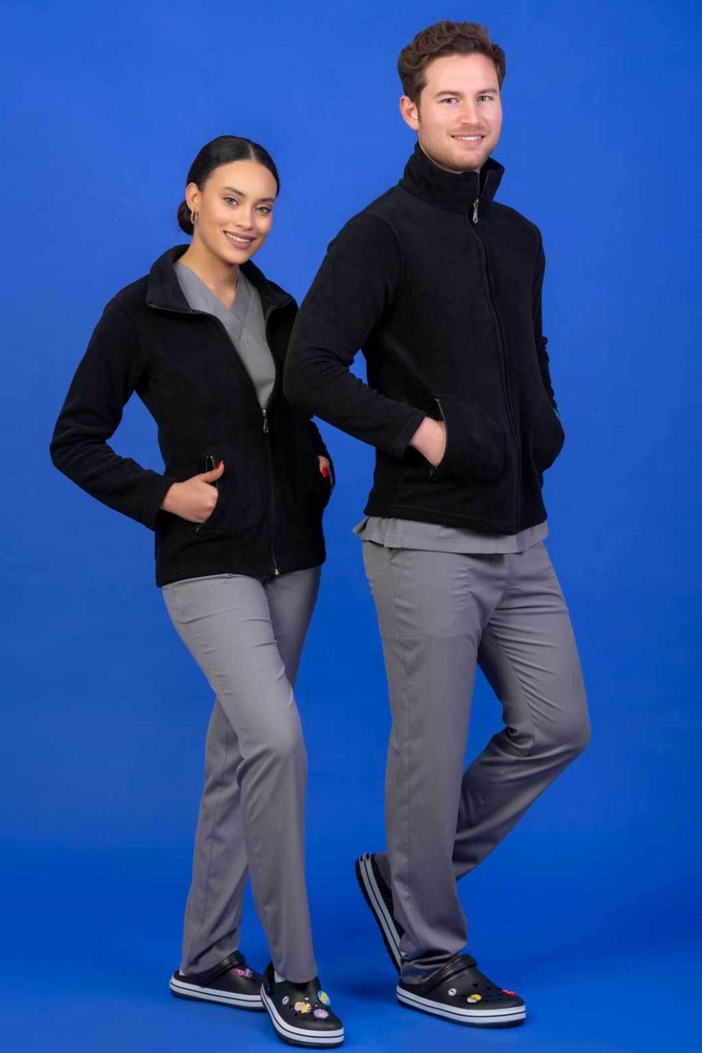 Unisex Siyah Polar Ceket - Görsel 2
