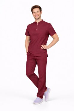 Likralı Bordo Erkek Premium Scrubs
