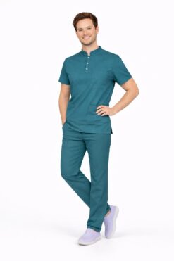 Likralı Petrol Yeşili Erkek Premium Scrubs