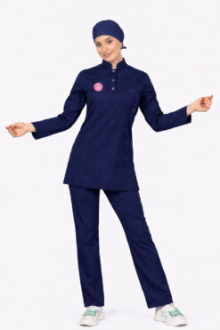 Likralı Hemşire Forması (Patriot Blue) Tesettür Takım