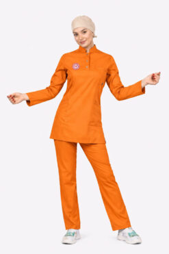 Likralı Klinik Destek Kadro Forması (Orange Ochre) Tesettür Takım