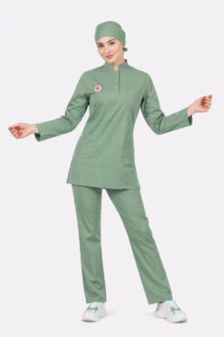Likralı Ameliyathane Personel Forması (Frosty Spruce) Tesettür Takım